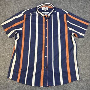 International Report‎ 4-Way Stretch Shirt Men's XL Short Sleeve Striped Blue